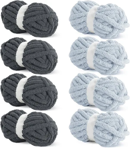 Miniatura 25 de HOMBYS Hilo de felpilla gruesa para tejer a mano, hilo gigante súper voluminoso para tejer a mano, hilo de felpa suave de 3/4 pulgadas de grosor 4