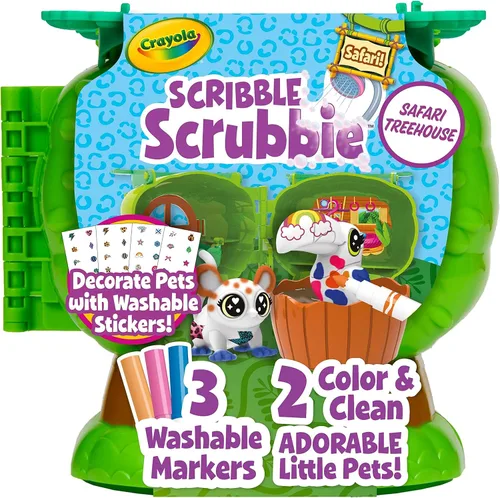 Miniatura 6 de Crayola Scribble Scrubbie Pets Safari Treehouse, estuche de almacenamiento de juguetes, regalo para niños y niñas