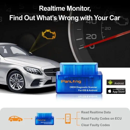 Miniatura 5 de Panlong Escáner OBD2 Bluetooth para iPhone iOS Android OBDII Herramienta de escaneo de diagnóstico de coche Lector de código de error del motor