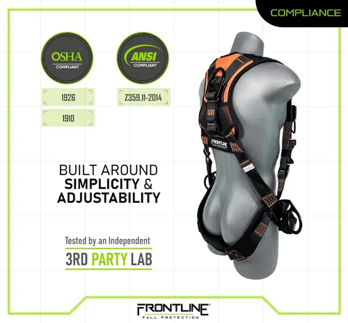 Miniatura 4 de FRONTLINE FALL PROTECTION 105CFTB - Arnés estilo peto Combat™ con argollas laterales frontales en D y correas de suspensión contra traumatismos