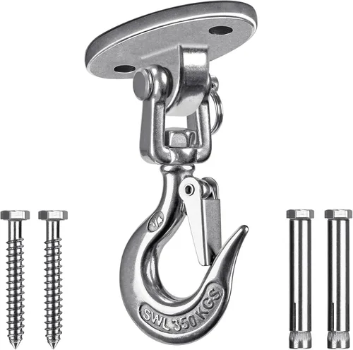 Miniatura 10 de SELEWARE Soportes de Columpio para Montaje en Techo de Acero Inoxidable Ganchos de Columpio con Giro Libre para Columpio de Yoga Columpio de Plata