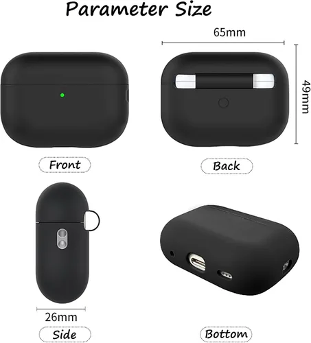 Miniatura 3 de Funda de silicona compatible con Airpods Pro 2 Ultrathin 0.059 in de grosor, funda protectora LED frontal visible (negro)