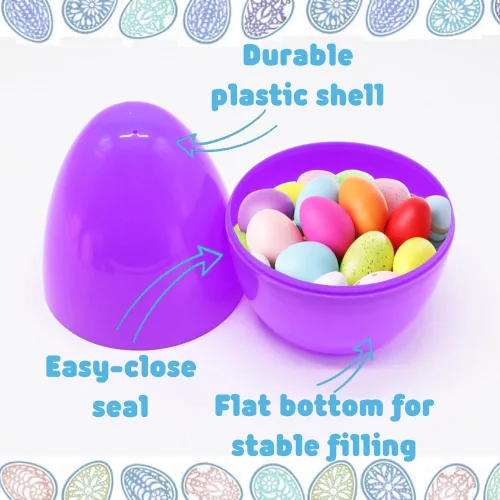 Miniatura 3 de LUKBERA Huevos de Pascua brillantes de plástico jumbo, 12 unidades, 6 pulgadas, rellenables, varios colores sólidos, huevos sorpresa vacíos