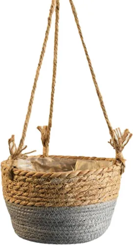 WYSRJ - Maceta colgante de cuerda de yute de 8 pulgadas, cesta tejida para plantas, macramé, soporte para plantas, cestas de almacenamiento
