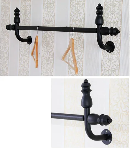 Miniatura 2 de Perchero montado en la pared, percha resistente, barra de ropa colgante de metal, utilizado en tiendas de ropa/hogar (31.5 in)