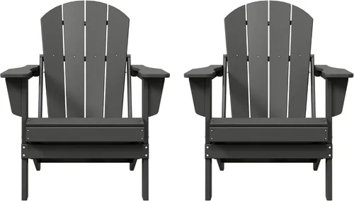 Miniatura 36 de HDPE Laguna Silla Adirondack plegable de polietileno (juego de 2), teca