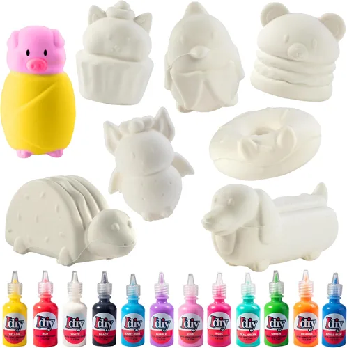 Miniatura 12 de Idiy Kit de manualidades Jumbo Squishy Toys (paquete de 8 animales marinos) – Pinta tus propios Squishies de levantamiento lento DIY Ocean Art Set