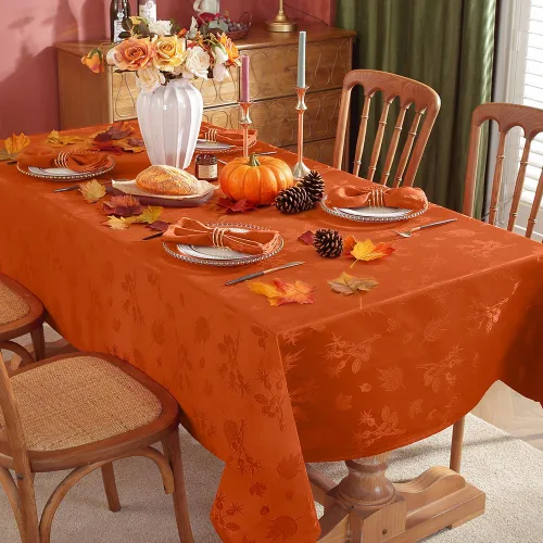 Miniatura 8 de MATIRUG Mantel cuadrado de otoño de Acción de Gracias, 52 x 52 pulgadas, a prueba de derrames, sin arrugas, mantel de jacquard otoñal para Ámbar