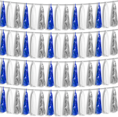 Miniatura 22 de 4P Guirnalda de Borla de Flecos de Aluminio Metálico Negro para Flotas de Desfile, Despedida de Soltera, Boda, Cumpleaños, Halloween, Navidad
