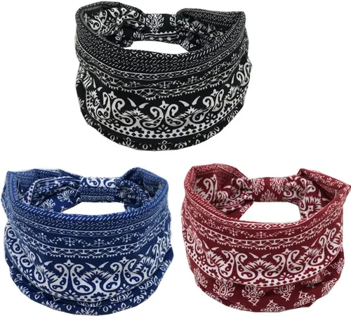 Miniatura 25 de K-Elewon Paquete de 3 diademas elásticas anchas para mujer, bandas para el cabello para yoga, deportes