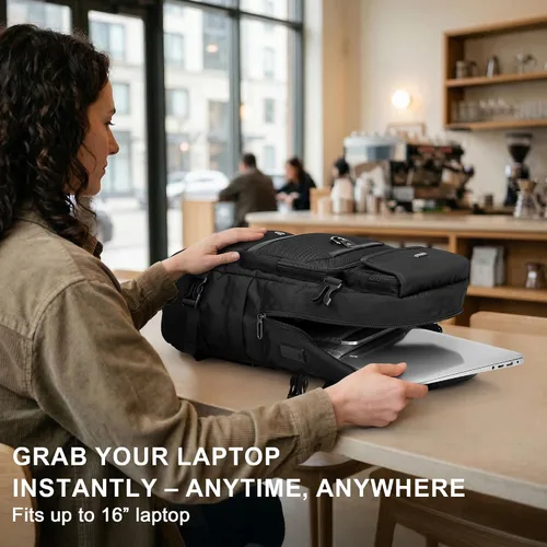 Miniatura 7 de PIJUSHI Mochila de viaje de mano para mujeres y hombres, bolsa de lona convertible, mochila de equipaje grande, para laptop de 16 pulgadas