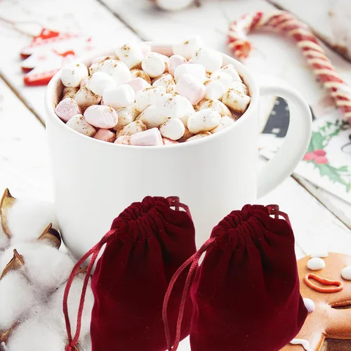 Miniatura 7 de 10 bolsas de regalo de terciopelo con cordón de 3.5x4.7 in reutilizables para dulces, bodas, fiestas, recuerdos de San Valentín, rojo