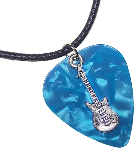 Miniatura 5 de Collar de púa de guitarra eléctrica y cadena de cordón de cuero vegano