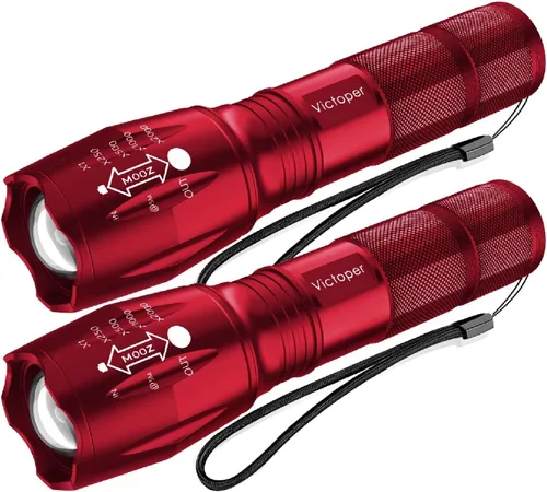 Miniatura 16 de Victoper Linterna LED Paquete de 6, Linternas Tácticas Brillantes de 2000 Lúmenes de Alto Lumen con 5 Modos, Linterna con Zoom de Enfoque Negro