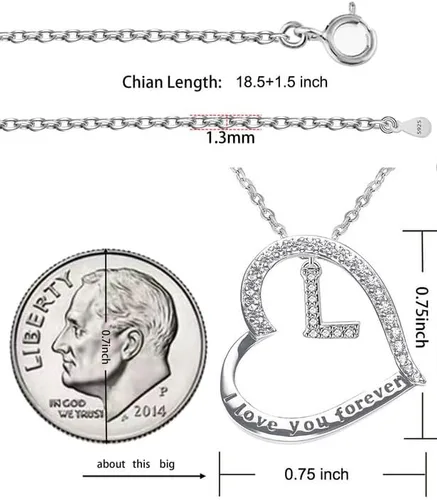 Miniatura 6 de ITS4YEO 925 Sterling Silver Infinity Heart Pendant Initial Necklaces Silver Necklace Zircon Pendant Necklaces for Women Jewelry Gift for Women Wife