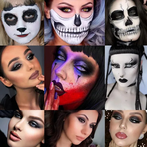 Miniatura 6 de DE'LANCI PANDA - Paleta de sombras de ojos ahumadas negras, 9 colores verdaderos, negro, gris oscuro, ahumado, gótico, paleta de maquillaje, 9 tonos