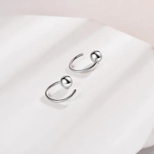 Miniatura 4 de CHIC & ARTSY Aretes de aro de plata de ley 925, pequeños aretes de aro de bola, barra, estrella, luna, corazón, cruz, punto, triángulo, medio aro