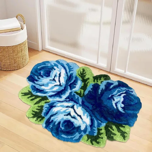 Miniatura 13 de USTIDE Bonita alfombra de baño de rosas para baño, alfombra de baño naranja de lujo, antideslizante, con forma de flor, alfombra de ducha de felpa