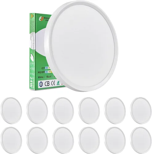 Miniatura 9 de Paquete de 4 luces LED de techo empotradas de 12 pulgadas, 24 W, 2500 lm, 3000 K/4000 K/6000 K CCT seleccionables, luces redondas de panel plano
