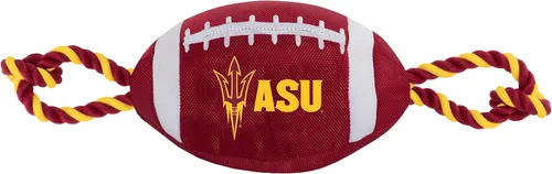 Pets First Juguete de fútbol americano para perros de Arizona State, materiales de nailon de calidad resistente, cuerdas de tracción fuertes,