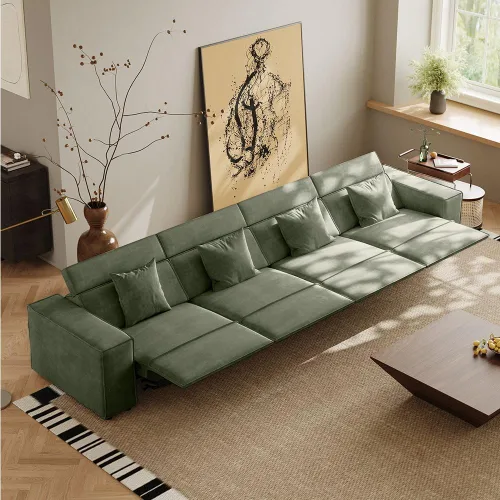 Miniatura 8 de Silla reclinable eléctrica de 53 pulgadas, moderno sofá reclinable para sala de estar o dormitorio, asientos de tela de alto rendimiento