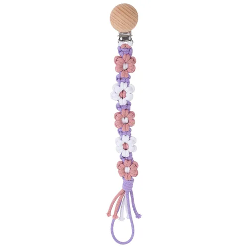 Miniatura 18 de Clip para chupete para niños y niñas, diseño de margaritas florales, macramé, clip para chupete, correa bohemia de madera hecha a mano de algodón