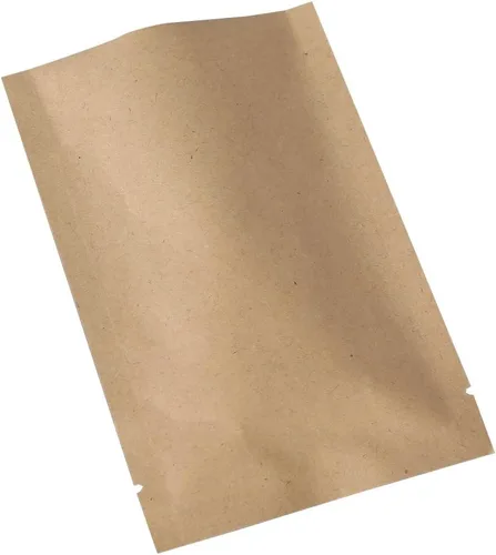 100 bolsas de papel kraft Mylar con parte inferior abierta plana con muescas de desgarro para kit de viaje de paquete de muestra (kraft marrón, 2.4