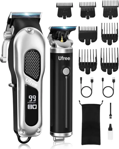 Miniatura 9 de Ufree Juego de cortapelos para hombres, cortapelos y recortadores, cortapelos de peluquería inalámbricos, kit de aseo, regalos para hombres
