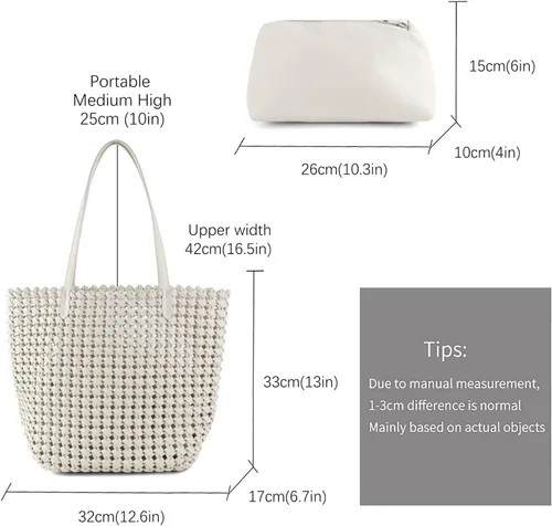 Miniatura 3 de Bolsa tejida para mujer, de piel vegana, grande, de verano, playa, viaje, bolso de mano y bolso de mano retro hecho a mano