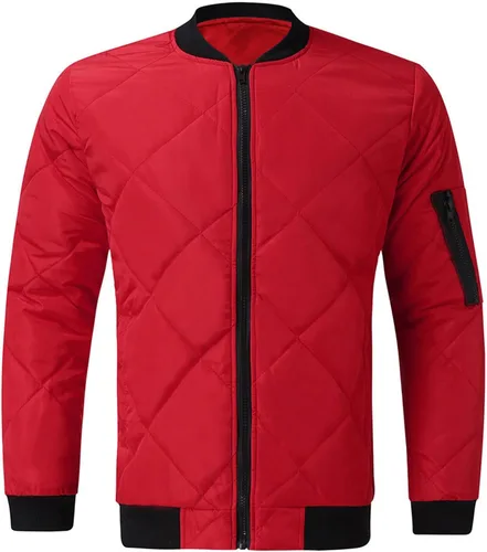 Miniatura 6 de Chaquetas de bombardero acolchadas para hombre, para otoño e invierno, ligeras, con cremallera completa, cuello acanalado, con cuello acanalado