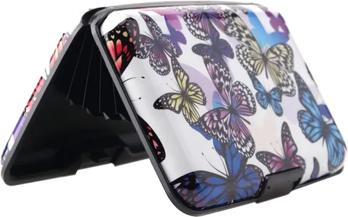 Miniatura 35 de Tarjetero de aluminio con bloqueo RFID para hombres y mujeres, elegante cartera de viaje con 7 ranuras, la mejor protección contra escaneos
