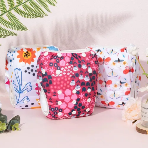 Miniatura 88 de Alva, Pañales de bebé para nadar, paquete de 2 unidades, talle único, reutilizable, lavable y ajustable de 0 a 36 meses. Tamaño de 10 a 40 lbs