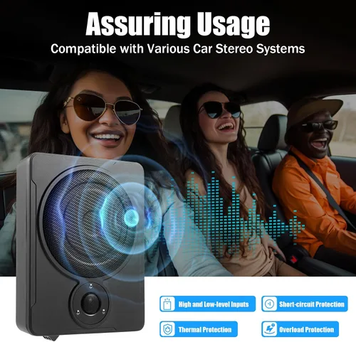 Miniatura 8 de Subwoofer de 8 pulgadas de audio para automóvil súper delgado amplificado, subwoofer para automóvil debajo del asiento, amplificador activo de bajo
