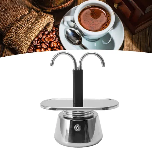 Miniatura 2 de CHICIRIS Cafetera, olla, cafetera, 2 tazas de 3.4 fl oz, olla doble de acero inoxidable, moca, cafetera italiana de conducto DIY