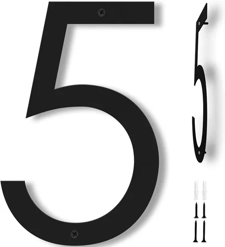 Miniatura 14 de Números de casa de 12 pulgadas para exteriores, números de dirección de casa modernos de metal, flotante, para exteriores de 0 a 9, negro (0)