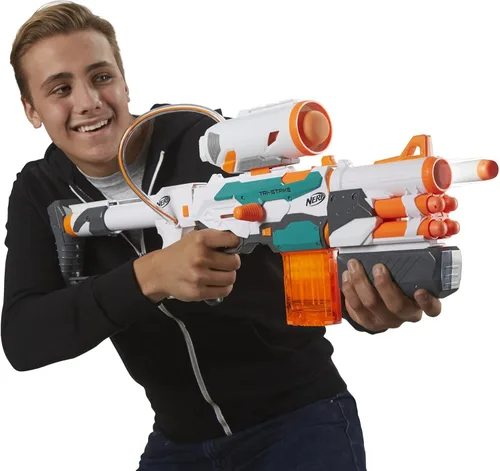 Miniatura 12 de Nerf Modulus Tri-Strike Blaster, Cañón Mega, Lanzacohetes, Cargador, 1 Cohete, Juegos al Aire Libre para Niños (Exclusivo de Amazon)