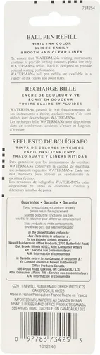 Miniatura 4 de Waterman Recambio para bolígrafo, punta media, 0.028 in, azul
