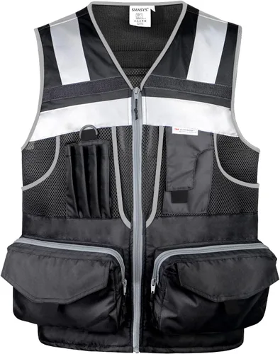 Chaleco de seguridad Hi Vis con cintas reflectantes 3M, tela Oxford con 11 bolsillos, ropa de trabajo de construcción de visibilidad brillante