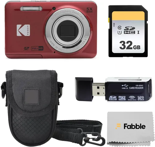 KODAK PIXPRO FZ55 Cámara digital de 16 MP de apuntar y disparar, zoom óptico 5X, ángulo amplio de 28 mm, video Full HD 1080P, paquete con tarjeta SD