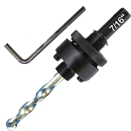 Miniatura 35 de Sierra de agujero HSS con mandril piloto de 2 piezas de alta velocidad para perforar madera y acero, broca de 1/4" de diámetro y eje, broca piloto