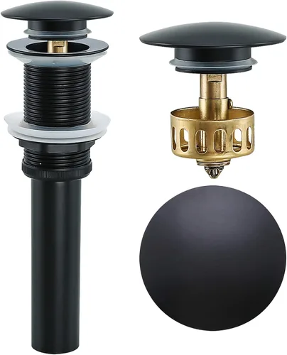 Miniatura 15 de Desagüe desplegable de bronce aceitado con desbordamiento, drenaje de lavabo de baño con colador de pelo, cesta de recogedor de pelo, drenaje