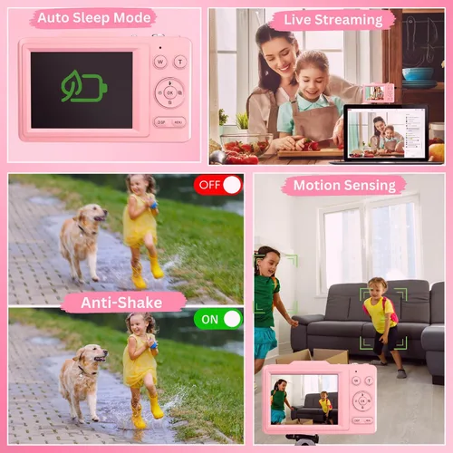 Miniatura 3 de Cámara digital 4K – Fotos de 48 MP, tarjeta SD de 32 GB y cordón incluidos, apta para viajes, cámara digital de apuntar y disparar, tamaño infantil
