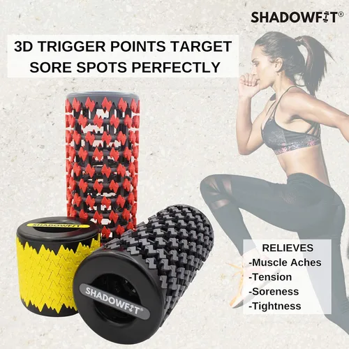 Miniatura 9 de Shadowfit - Rodillos de espuma ajustables para dolor muscular, tejidos, rodillos de masaje para un máximo alivio de la tensión, espuma de alta Rojo