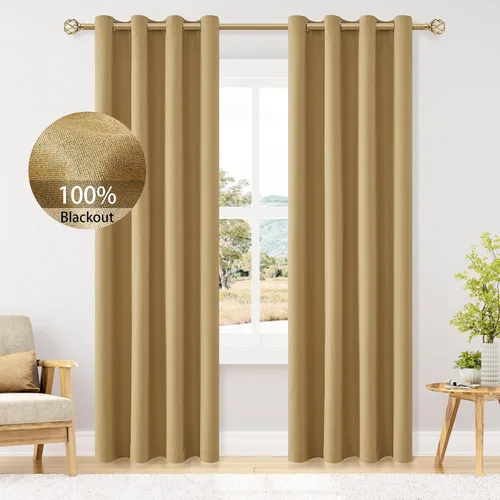 Miniatura 76 de ChrisDowa Cortinas 100% Opacas de Abedul Sólido de 45 Pulgadas de Largo, 2 Paneles para Dormitorio y Sala de Estar, Estilo Granja Oscurecedoras