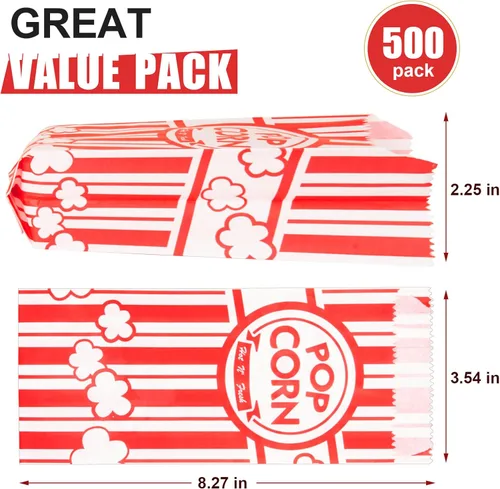 Miniatura 2 de 500 bolsas de papel para palomitas de maíz para fiestas, 1 onza, pequeñas porciones individuales vintage, contenedores de palomitas de maíz, bolsas