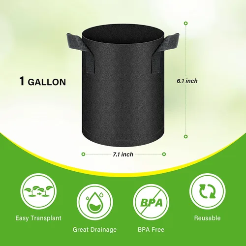 Miniatura 2 de HealSmart Paquete de 6 bolsas de cultivo no tejidas de 1 galón, macetas de tela de aireación con asas, adecuadas para frutas de jardín, verduras