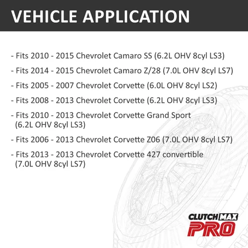 Miniatura 2 de PRO OEM - Volante de embrague de alta calidad compatible con Chevrolet Chevy Camaro 2005-2013 Corvette 6.0L 6.2L 7.0L LS2 LS3 LS7 (CPFW167191-CK)