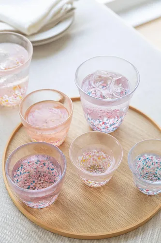 Miniatura 4 de Aderia Tsugaru Vidro - Juego de vasos de color rosa, azul, Sakura Sakura, caja de regalo, fabricadas en Japón (taza de jugo)