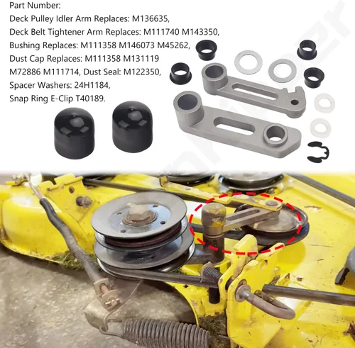 Miniatura 3 de M136635 M143350 - Tensor de brazo tensor y buje de reconstrucción compatible con modelos de tractor y cortacésped John D-eere 48C 54C GT LX GX