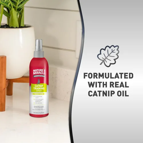 Miniatura 6 de Nature's Miracle Spray avanzado de entrenamiento de hierba gatera con aceite de hierba gatera real que atrae a los gatos y fomenta el comportamiento